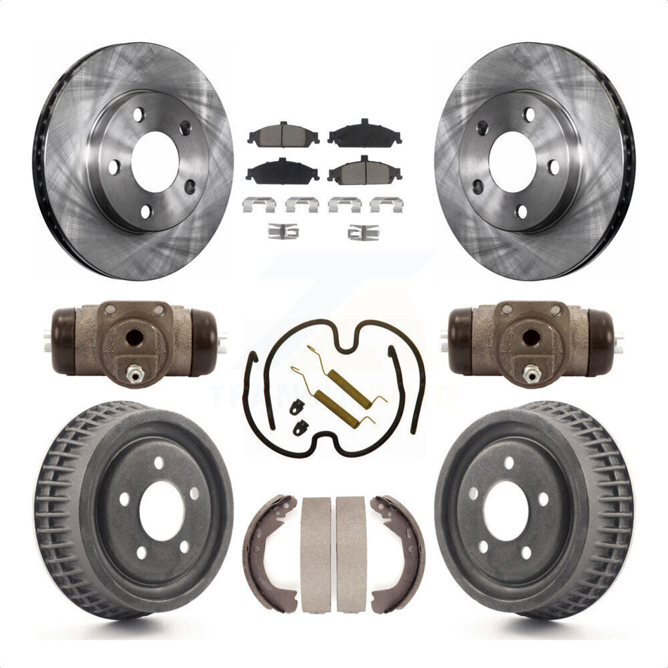 Front Rear Disc Brake Rotors Ceramic Pads And Drum Kit (9Pc) For Chevrolet Pontiac Grand Am Malibu Classic Oldsmobile Alero Cutlass K8C-102934 by Transit Auto