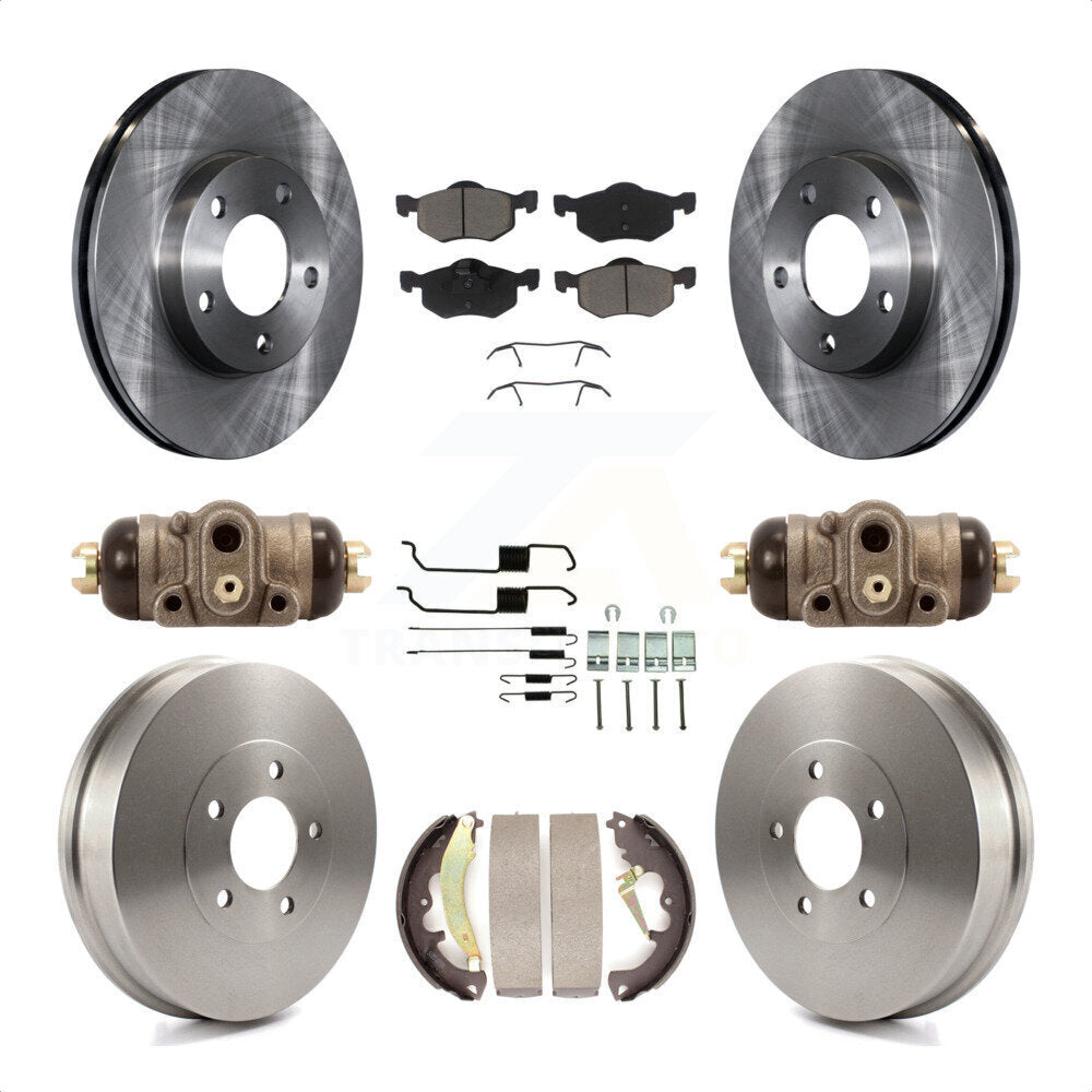 Front Rear Disc Brake Rotors Ceramic Pads And Drum Kit (9Pc) For 2007-2007 Ford Escape Mercury Mariner From 01/08/07 rear brakes K8C-102948 by Transit Auto