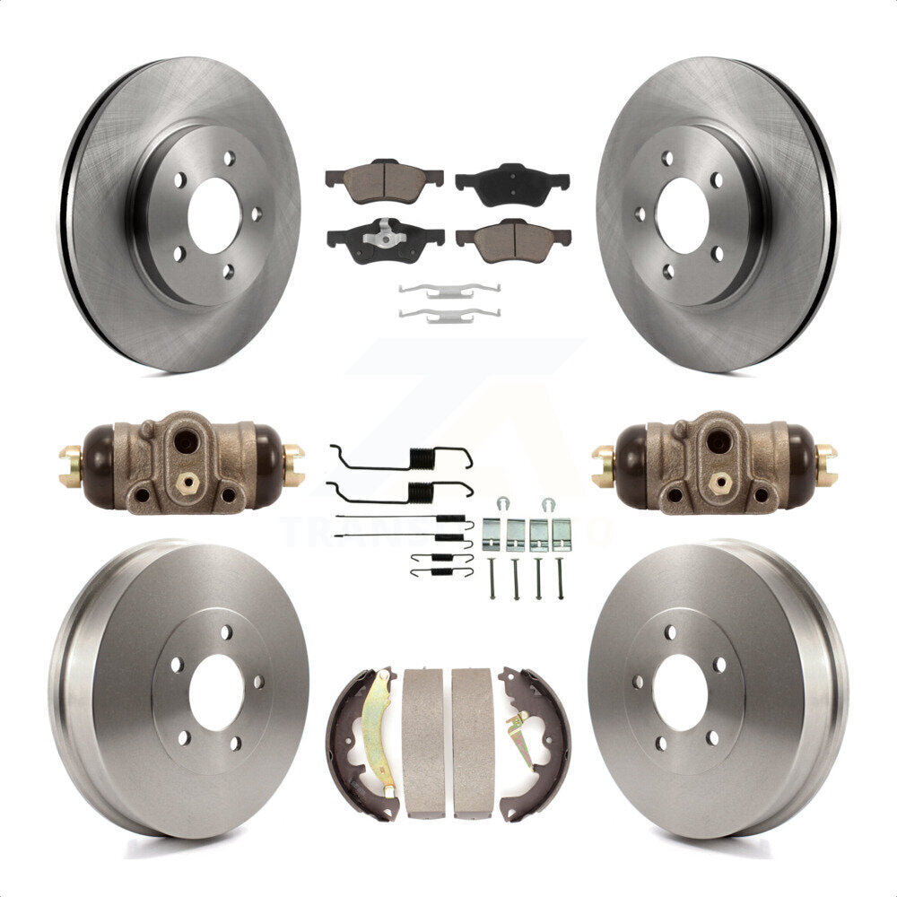 Front Rear Disc Brake Rotors Ceramic Pads And Drum Kit (9Pc) For 2007-2007 Ford Escape Mercury Mariner From 01/08/07 rear brakes K8C-102949 by Transit Auto