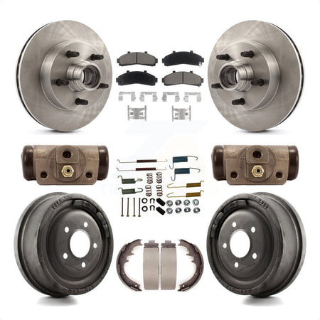 Front Rear Disc Brake Rotors Ceramic Pads And Drum Kit (9Pc) For 1998-1999 Mazda B4000 RWD with 4-Wheel ABS With 10" Diameter K8C-102970 by Transit Auto