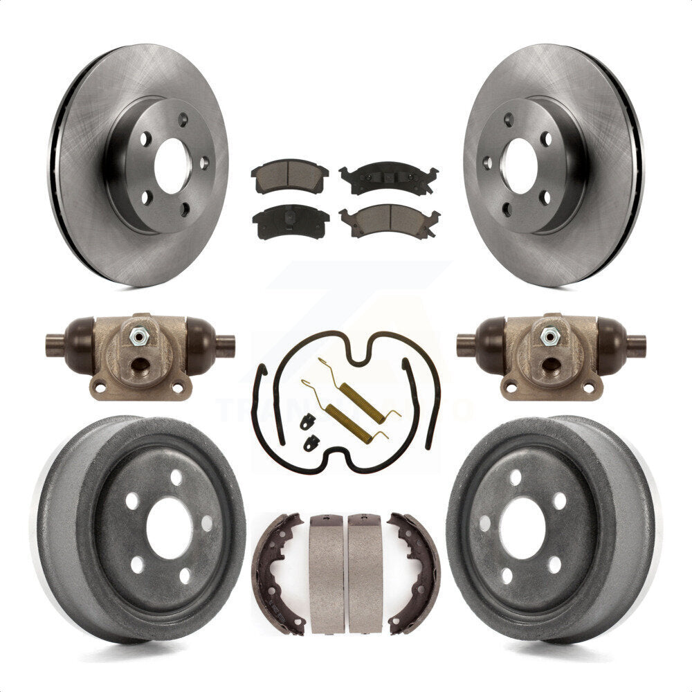 Front Rear Disc Brake Rotors Ceramic Pads And Drum Kit (9Pc) For 1996-1998 Pontiac Sunfire Except Vehicles Built USA Market K8C-103079 by Transit Auto