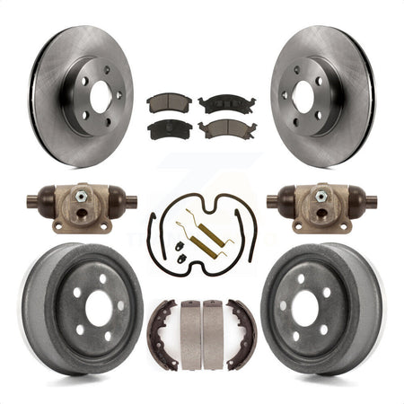 Front Rear Disc Brake Rotors Ceramic Pads And Drum Kit (9Pc) For 1996-1998 Pontiac Sunfire Except Vehicles Built USA Market K8C-103079 by Transit Auto