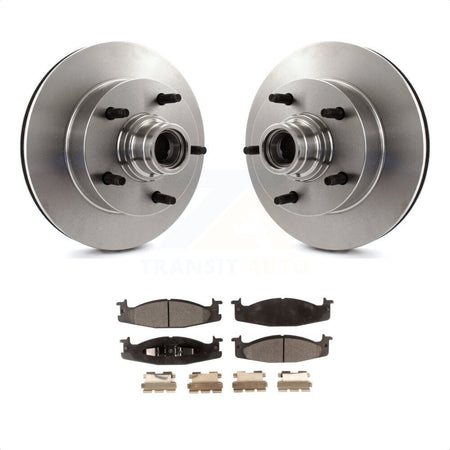 Front Disc Brake Rotors Hub Assembly And Semi-Metallic Pads Kit For Ford F-150 E-150 Econoline K8F-100667 by Transit Auto