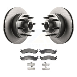 Front Disc Brake Rotors Hub Assembly And Semi-Metallic Pads Kit For Ford E-350 Super Duty E-250 Econoline F-250 HD Club Wagon E-450 K8F-100671