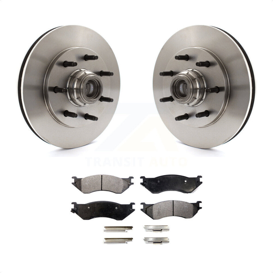 Front Disc Brake Rotors Hub Assembly And Semi-Metallic Pads Kit For Ford F-150 F-250 HD Heritage K8F-100680 by Transit Auto