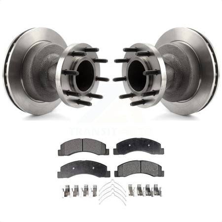 Front Disc Brake Rotors Hub Assembly And Semi-Metallic Pads Kit For Ford F-350 Super Duty K8F-100683 by Transit Auto