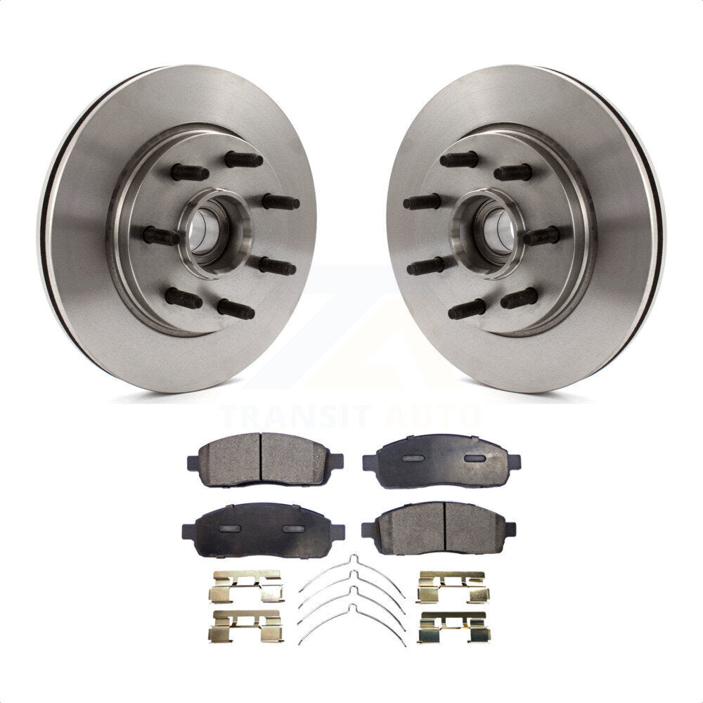 Front Disc Brake Rotors Hub Assembly And Semi-Metallic Pads Kit For Ford F-150 Lincoln Mark LT RWD K8F-100692 by Transit Auto