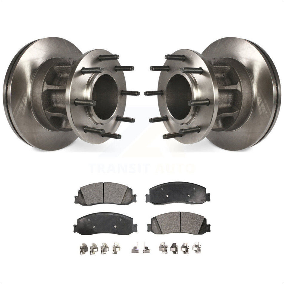 Front Disc Brake Rotors Hub Assembly And Semi-Metallic Pads Kit For Ford F-250 Super Duty F-350 With Dual Rear Wheels RWD K8F-100699 by Transit Auto