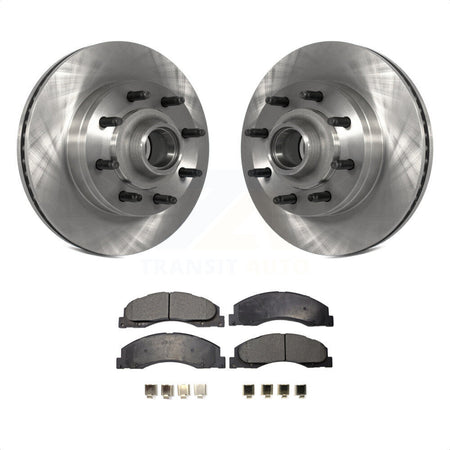 Front Disc Brake Rotors Hub Assembly And Semi-Metallic Pads Kit For Ford E-350 Super Duty E-250 E-150 E-450 Econoline K8F-100705 by Transit Auto