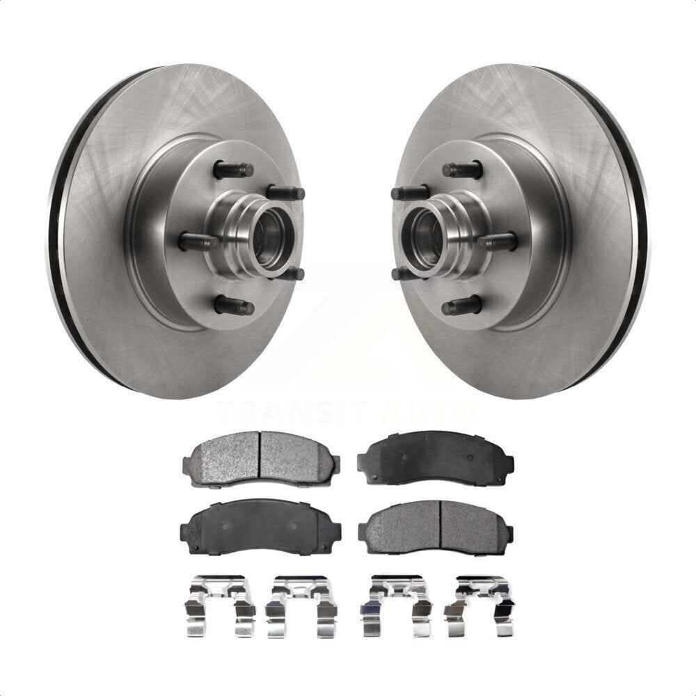 Front Disc Brake Rotors Hub Assembly And Semi-Metallic Pads Kit For 2010-2011 Ford Ranger RWD K8F-100706 by Transit Auto