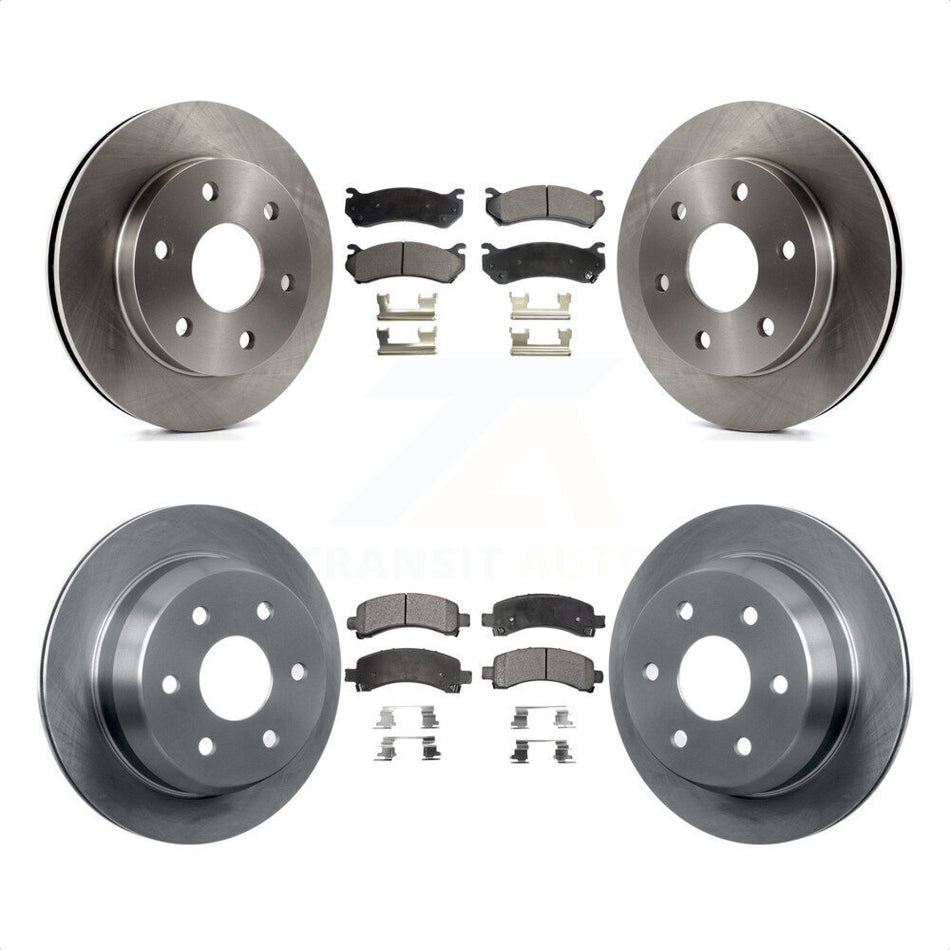 Front Rear Disc Brake Rotors And Semi-Metallic Pads Kit For 2002 Chevrolet Avalanche 1500 With Single Piston Caliper 325mm Diameter Rotor K8F-100732 by Transit Auto