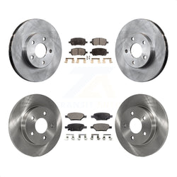 Front Rear Disc Brake Rotors And Semi-Metallic Pads Kit For 2007-2010 Pontiac G5 With Drum Brakes 5 Lug Wheels K8F-100791