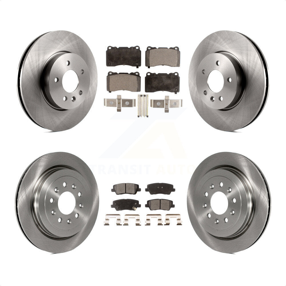 Front Rear Disc Brake Rotors And Semi-Metallic Pads Kit For 2013-2015 Cadillac ATS With 321mm Diameter Rotor K8F-100835 by Transit Auto