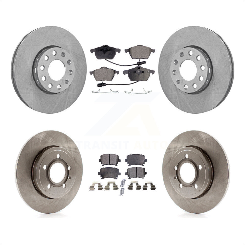 Front Rear Disc Brake Rotors And Semi-Metallic Pads Kit For 2005-2006 Audi A4 Quattro With 288mm Diameter Rotor K8F-101031 by Transit Auto