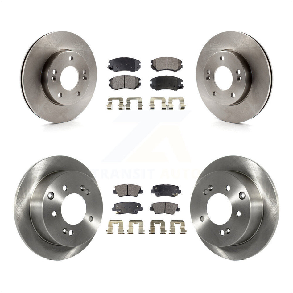 Front Rear Disc Brake Rotors And Semi-Metallic Pads Kit For 2010-2011 Kia Soul 1.6L K8F-101402 by Transit Auto