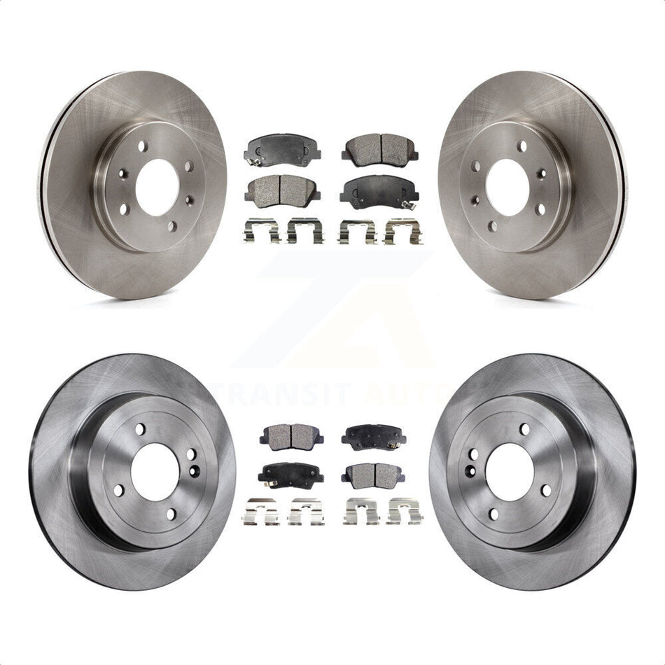 Front Rear Disc Brake Rotors And Semi-Metallic Pads Kit For Hyundai Accent Kia Rio K8F-101438 by Transit Auto