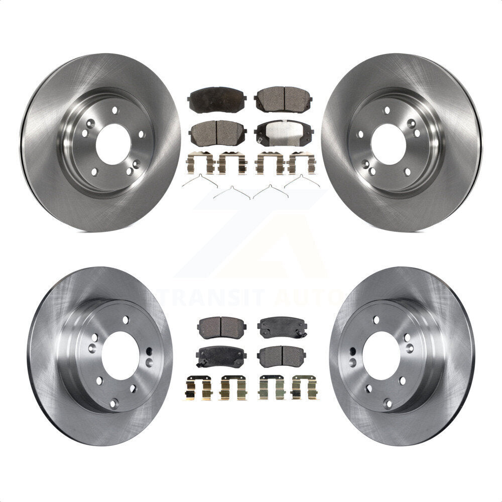 Front Rear Disc Brake Rotors And Semi-Metallic Pads Kit For 2015-2016 Hyundai Sonata GAS engine With Manual Parking K8F-101482 by Transit Auto