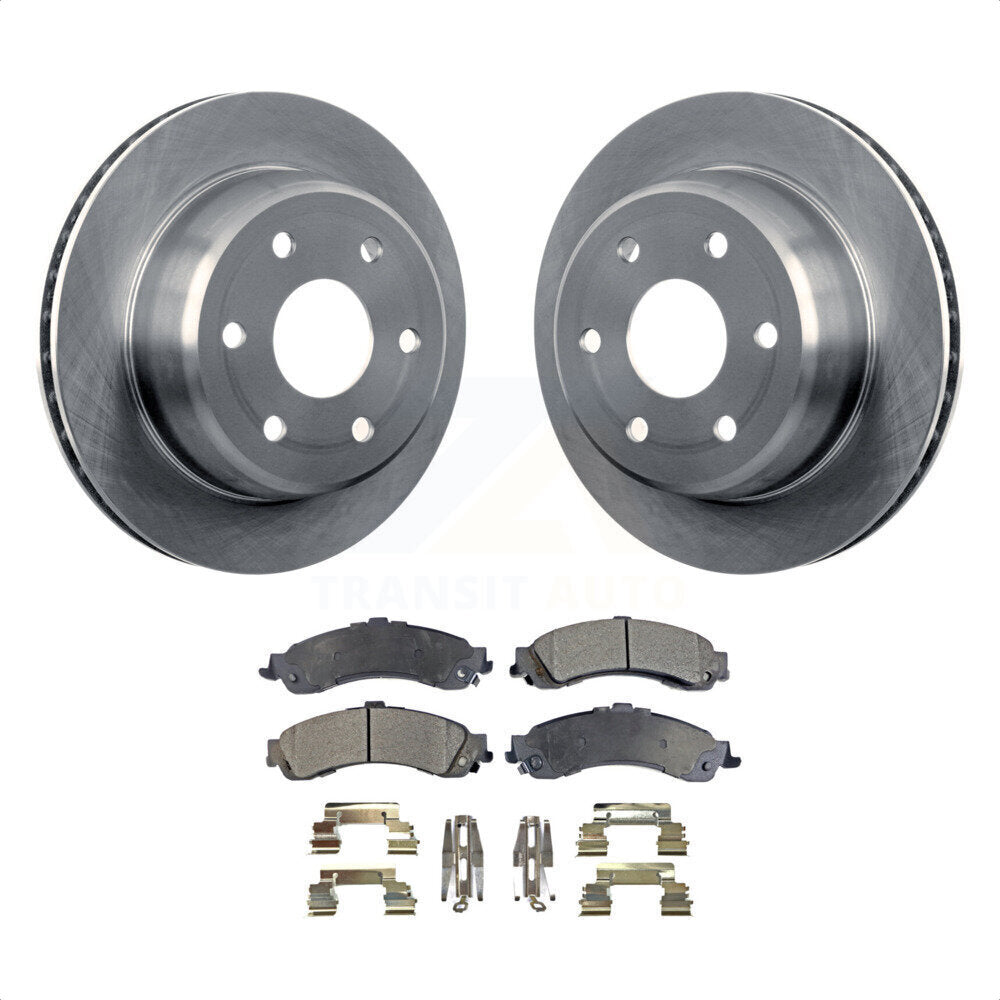 Rear Disc Brake Rotors And Semi-Metallic Pads Kit For Chevrolet Silverado 1500 GMC Tahoe Sierra Suburban Yukon Avalanche XL Cadillac Escalade ESV EXT K8F-101513 by Transit Auto