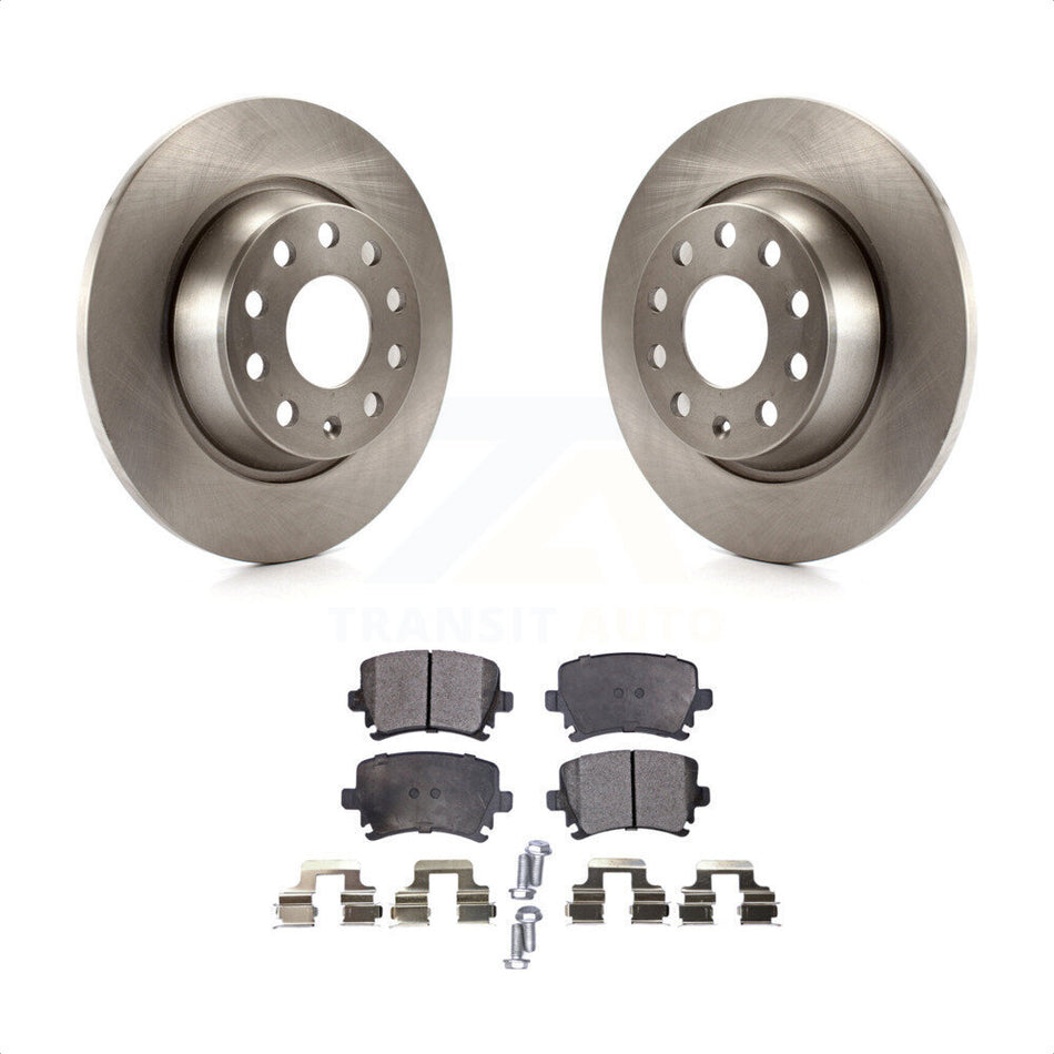 Rear Disc Brake Rotors And Semi-Metallic Pads Kit For Volkswagen Tiguan CC Jetta Audi Passat GTI A3 Eos Q3 Limited Quattro K8F-101904 by Transit Auto