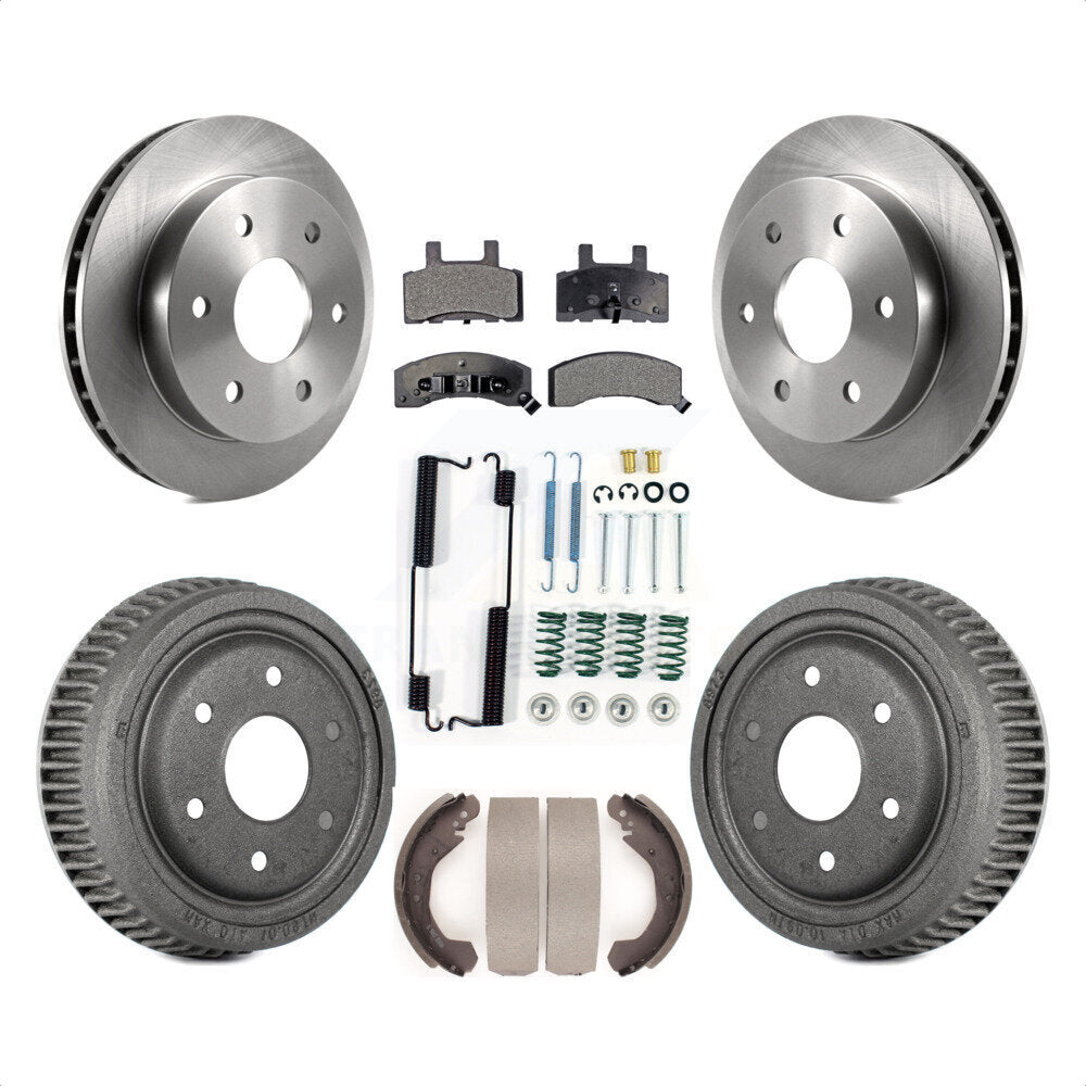 Front Rear Disc Brake Rotors Semi-Metallic Pads And Drum Kit (7Pc) For 1995-1997 GMC Yukon 2 doors with 4WD DIESEL engine With 10" Diameter K8F-102022 by Transit Auto