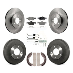 Front Rear Disc Brake Rotors Semi-Metallic Pads And Drum Kit (7Pc) For Ford Escape Mercury Mariner K8F-102035