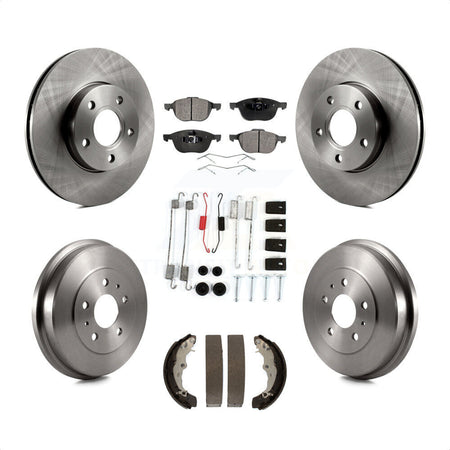 Front Rear Disc Brake Rotors Semi-Metallic Pads And Drum Kit (7Pc) For Ford Focus FMSI=1004 K8F-102041 by Transit Auto