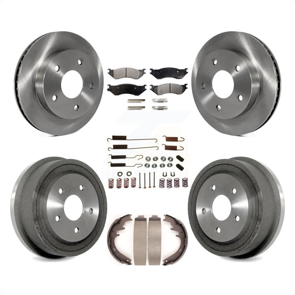 Front Rear Disc Brake Rotors Semi-Metallic Pads And Drum Kit (7Pc) For 2000-2001 Dodge Ram 1500 RWD K8F-102051 by Transit Auto