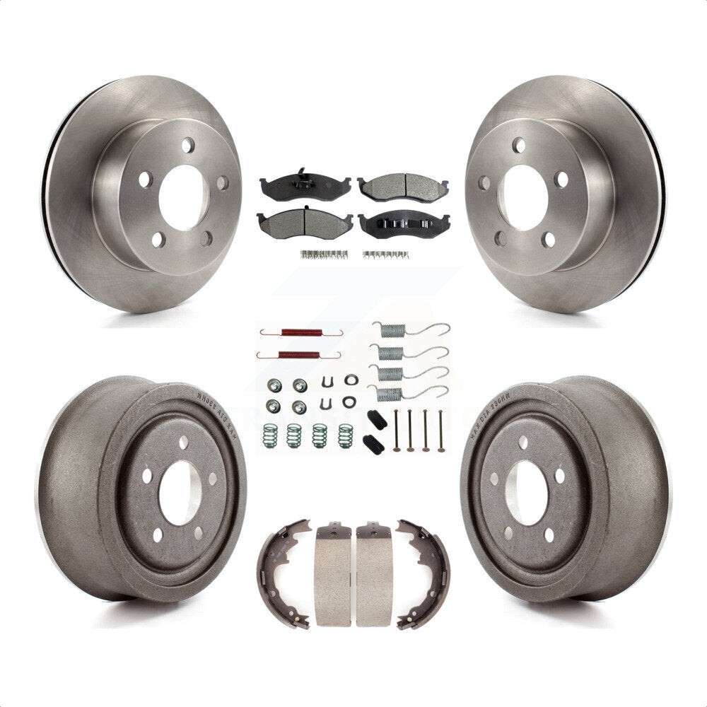 Front Rear Disc Brake Rotors Semi-Metallic Pads And Drum Kit (7Pc) For Jeep Wrangler TJ K8F-102053 by Transit Auto