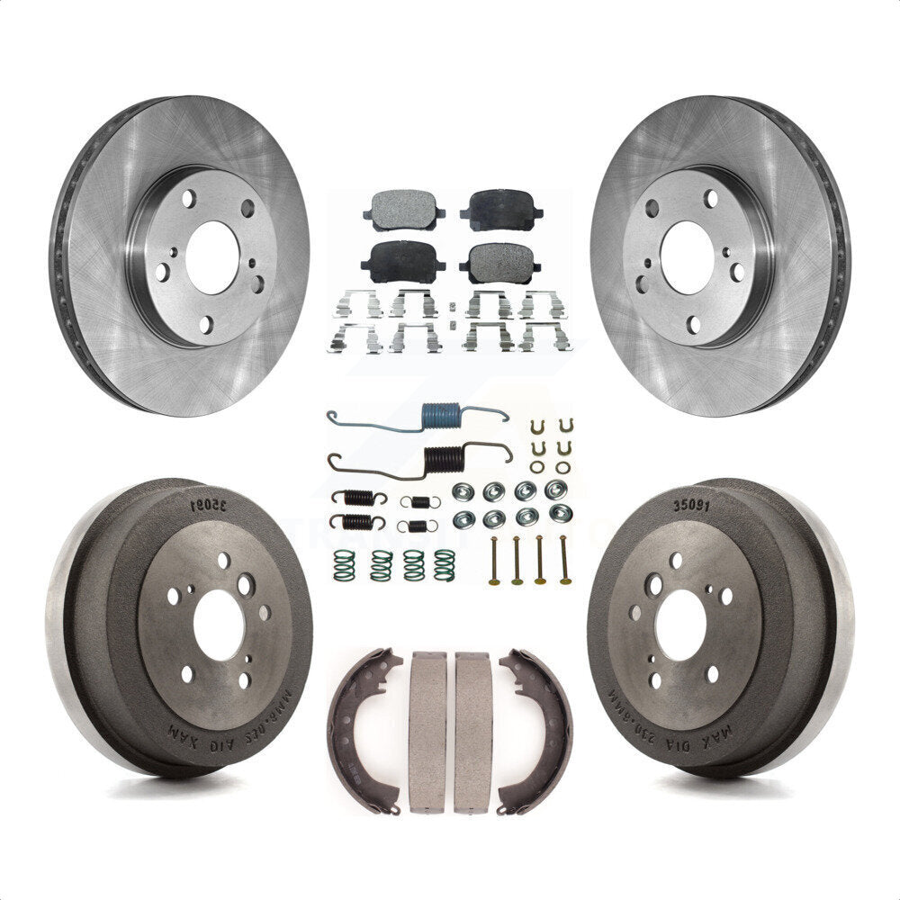 Front Rear Disc Brake Rotors Semi-Metallic Pads And Drum Kit (7Pc) For 2002-2003 Toyota Solara 2.4L K8F-102085 by Transit Auto