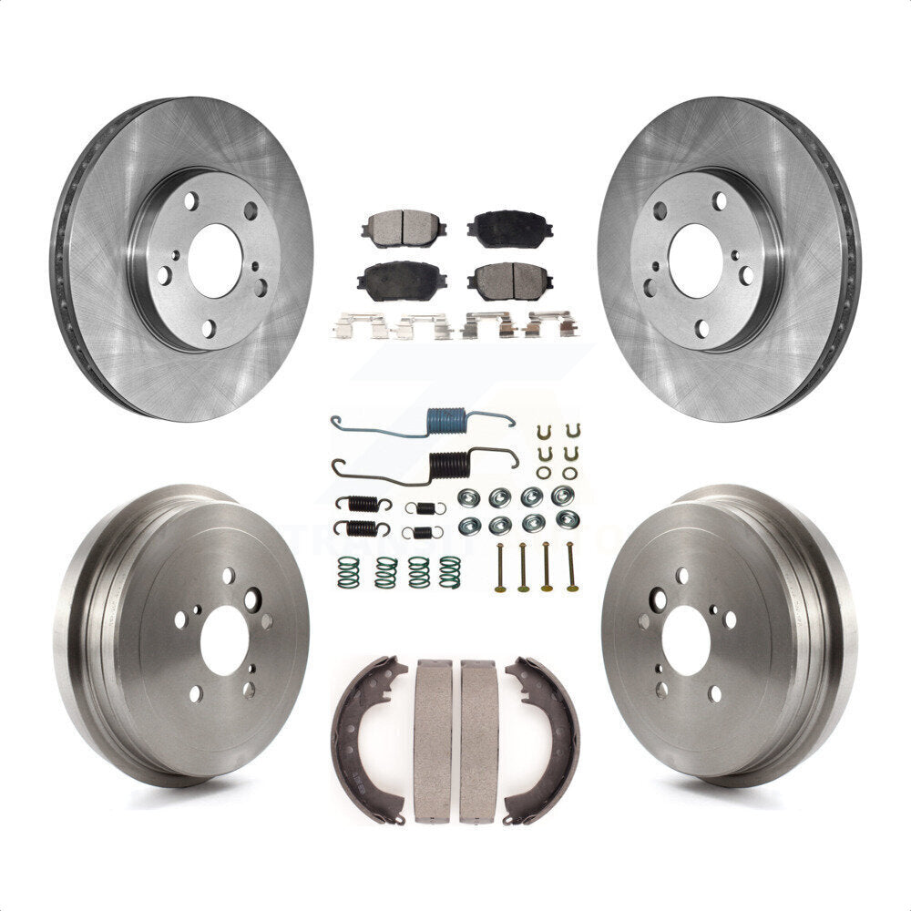 Front Rear Disc Brake Rotors Semi-Metallic Pads And Drum Kit (7Pc) For 2005-2006 Toyota Camry Base LE Vehicles Manufactured In Japan K8F-102086 by Transit Auto