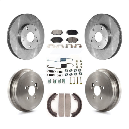 Front Rear Disc Brake Rotors Semi-Metallic Pads And Drum Kit (7Pc) For 2005-2006 Toyota Camry Base LE Vehicles Manufactured In Japan K8F-102086 by Transit Auto