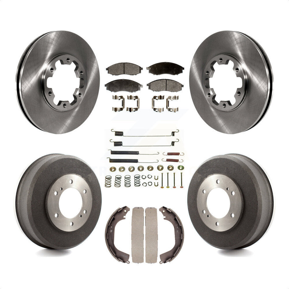 Front Rear Disc Brake Rotors Semi-Metallic Pads And Drum Kit (7Pc) For Nissan Xterra Frontier K8F-102096 by Transit Auto