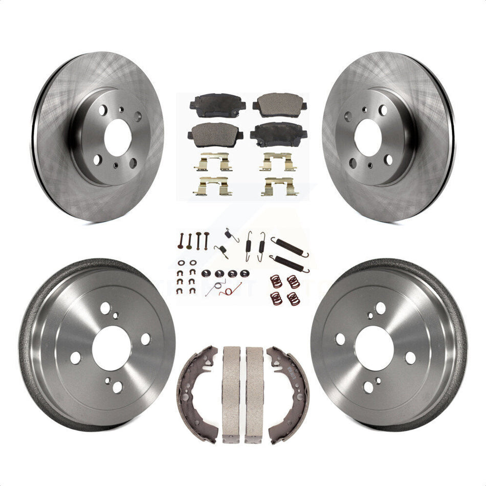 Front Rear Disc Brake Rotors Semi-Metallic Pads And Drum Kit (7Pc) For 2001-2005 Toyota Echo K8F-102113 by Transit Auto