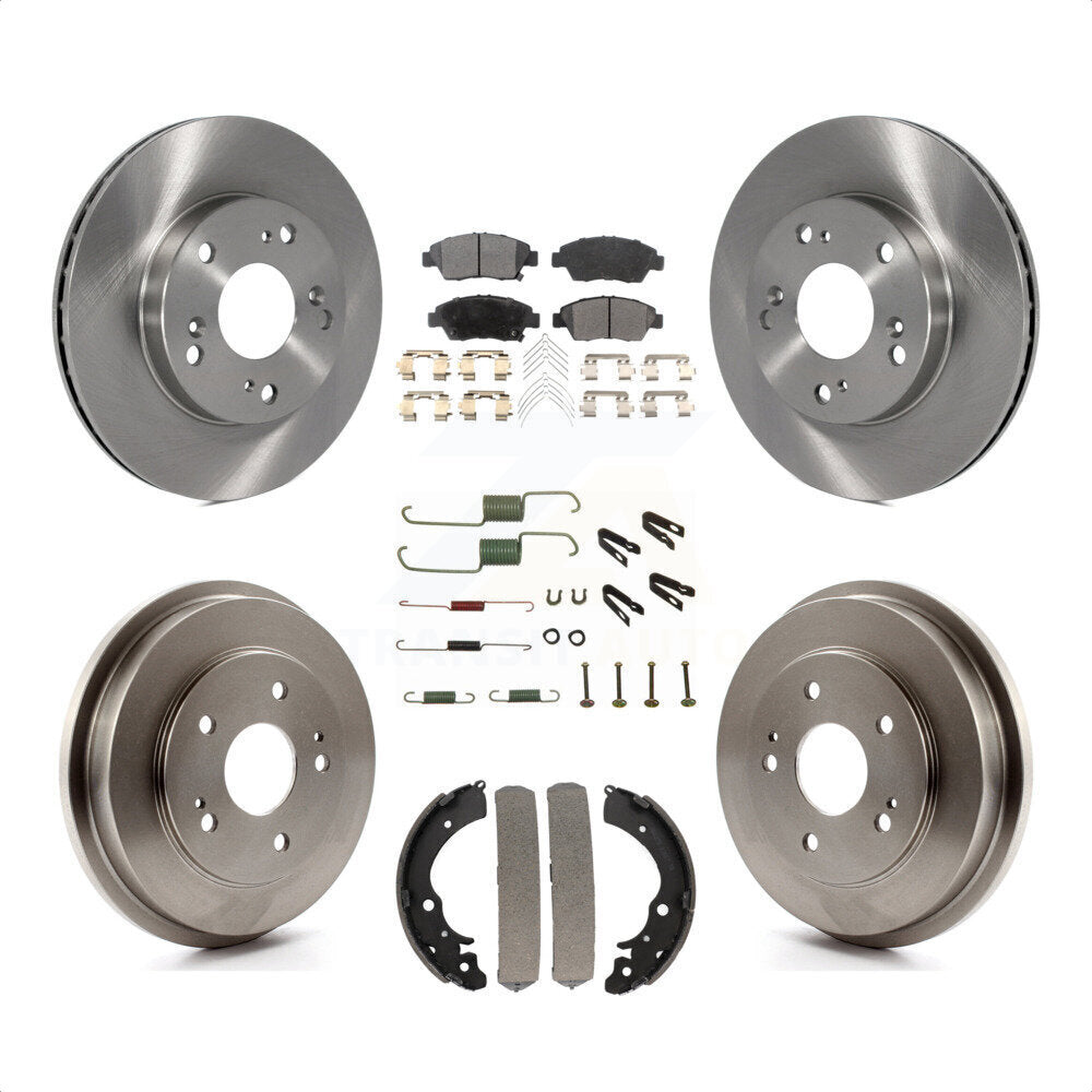 Front Rear Disc Brake Rotors Semi-Metallic Pads And Drum Kit (7Pc) For 2006-2008 Honda Civic Hybrid K8F-102116 by Transit Auto