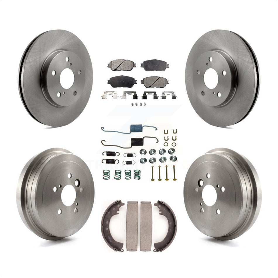 Front Rear Disc Brake Rotors Semi-Metallic Pads And Drum Kit (7Pc) For 2005-2006 Toyota Camry SE XLE Vehicles Manufactured In Japan K8F-102120 by Transit Auto