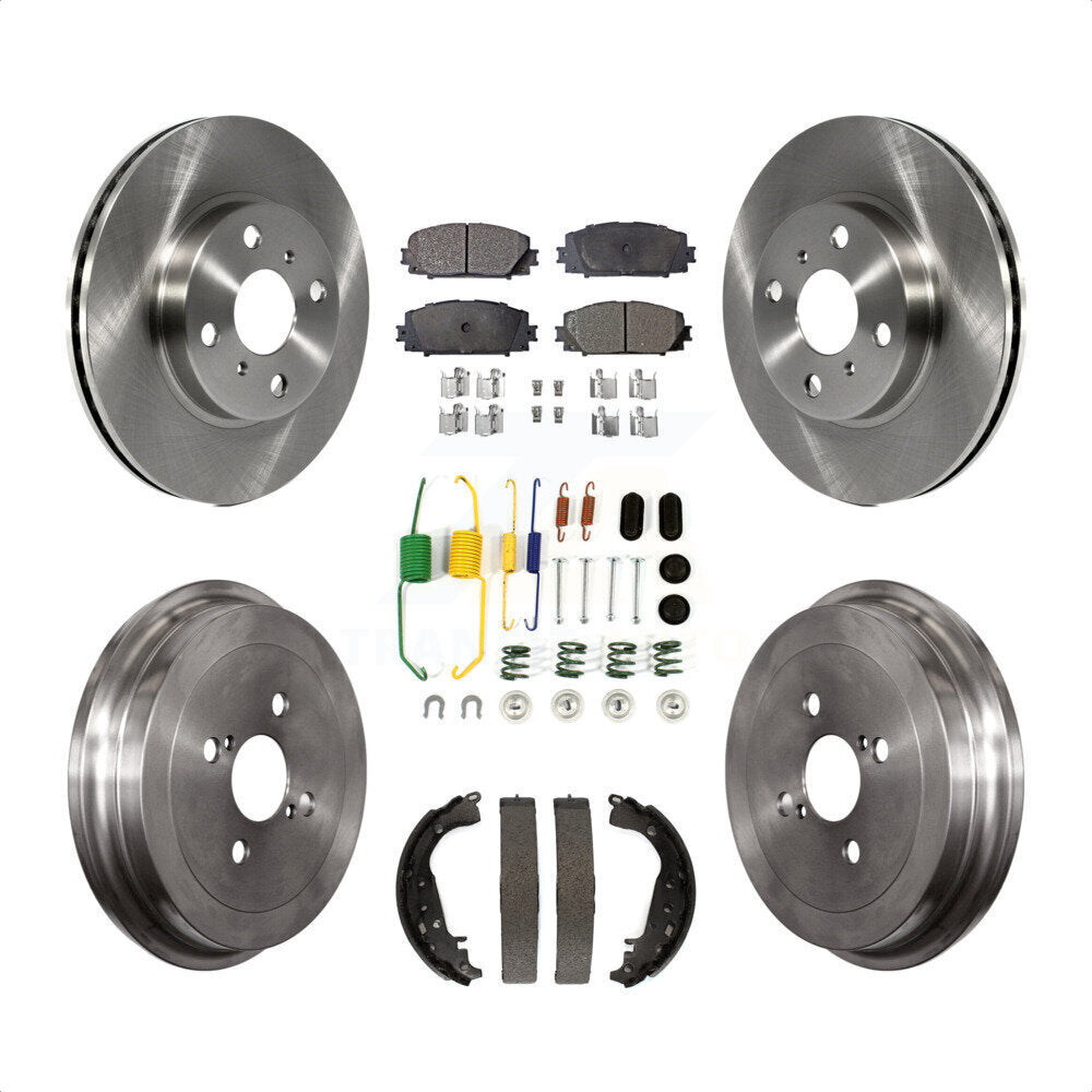 Front Rear Disc Brake Rotors Semi-Metallic Pads And Drum Kit (7Pc) For Toyota Yaris K8F-102137 by Transit Auto