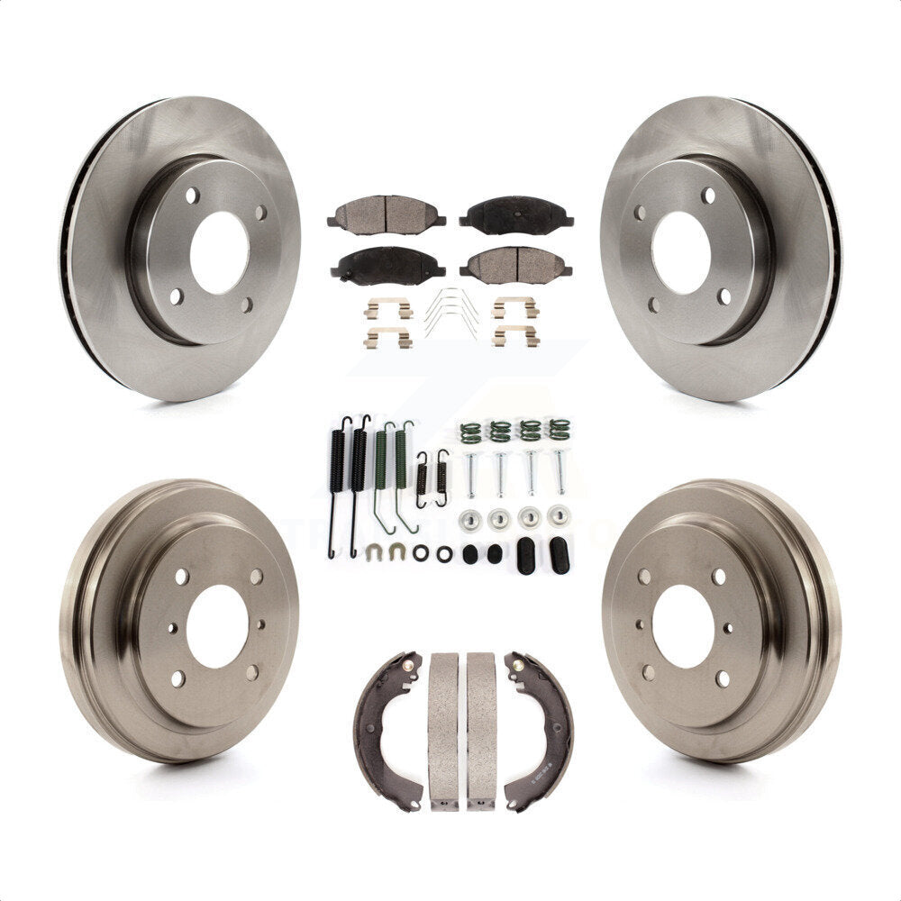 Front Rear Disc Brake Rotors Semi-Metallic Pads And Drum Kit (7Pc) For 2009-2011 Nissan Versa 1.6L K8F-102142 by Transit Auto