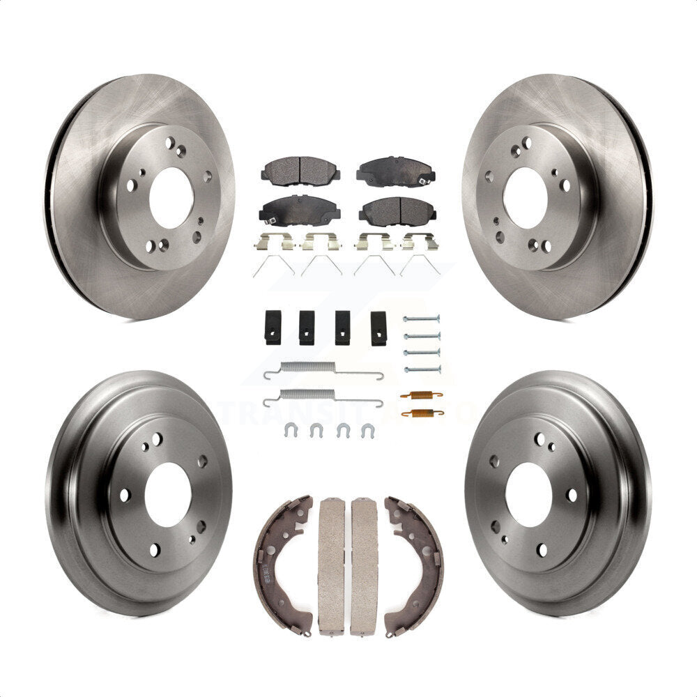 Front Rear Disc Brake Rotors Semi-Metallic Pads And Drum Kit (7Pc) For Honda Civic K8F-102146 by Transit Auto