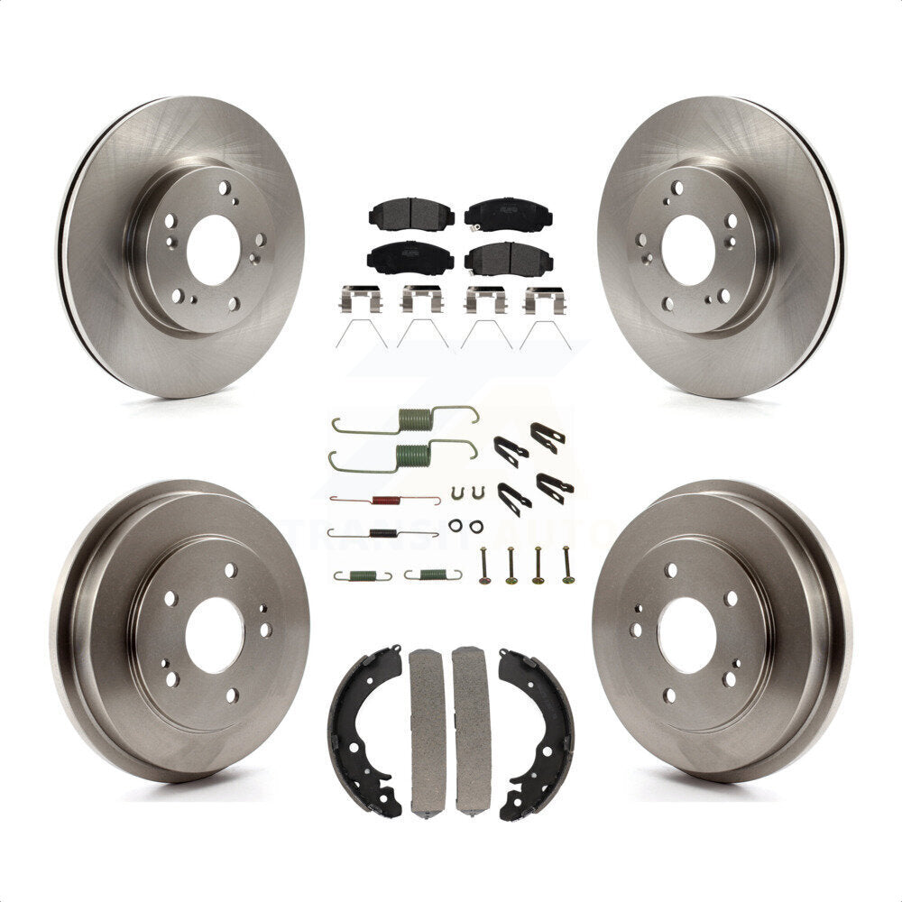 Front Rear Disc Brake Rotors Semi-Metallic Pads And Drum Kit (7Pc) For Honda Civic K8F-102149 by Transit Auto