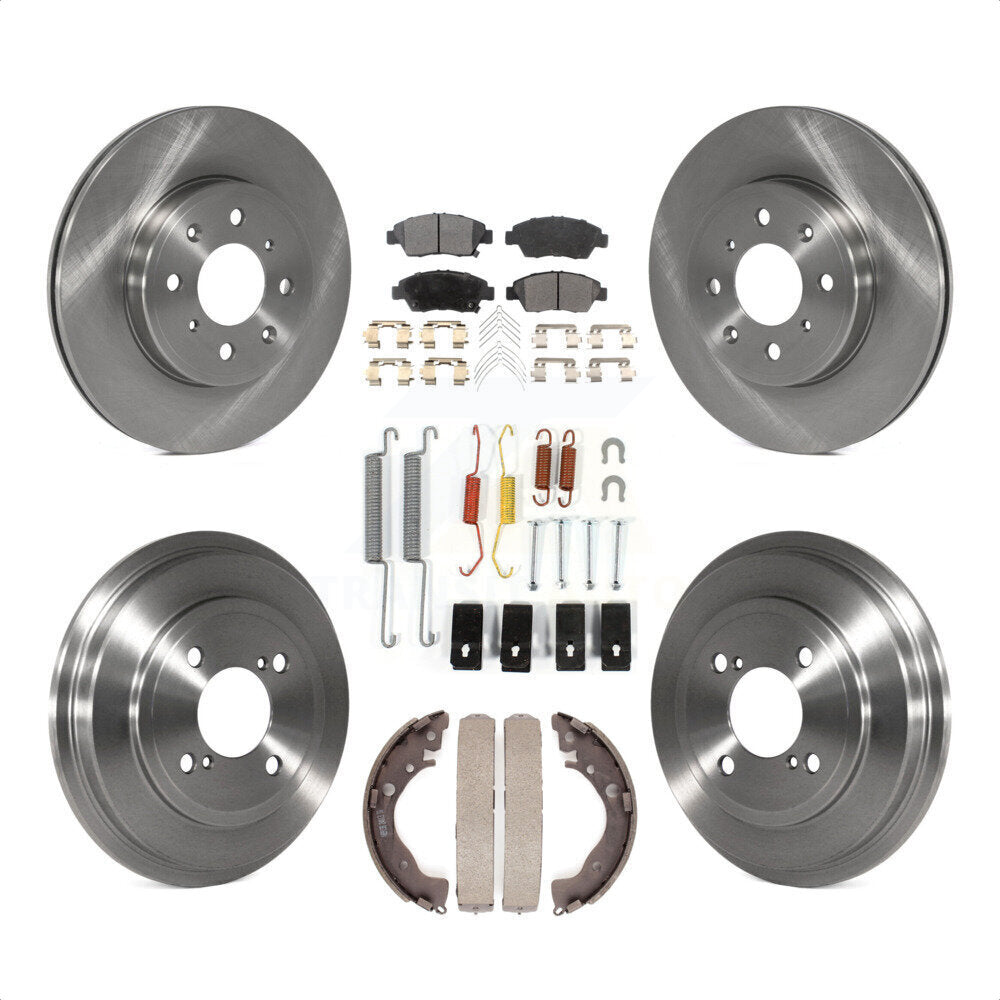 Front Rear Disc Brake Rotors Semi-Metallic Pads And Drum Kit (7Pc) For 2015-2020 Honda Fit K8F-102150 by Transit Auto