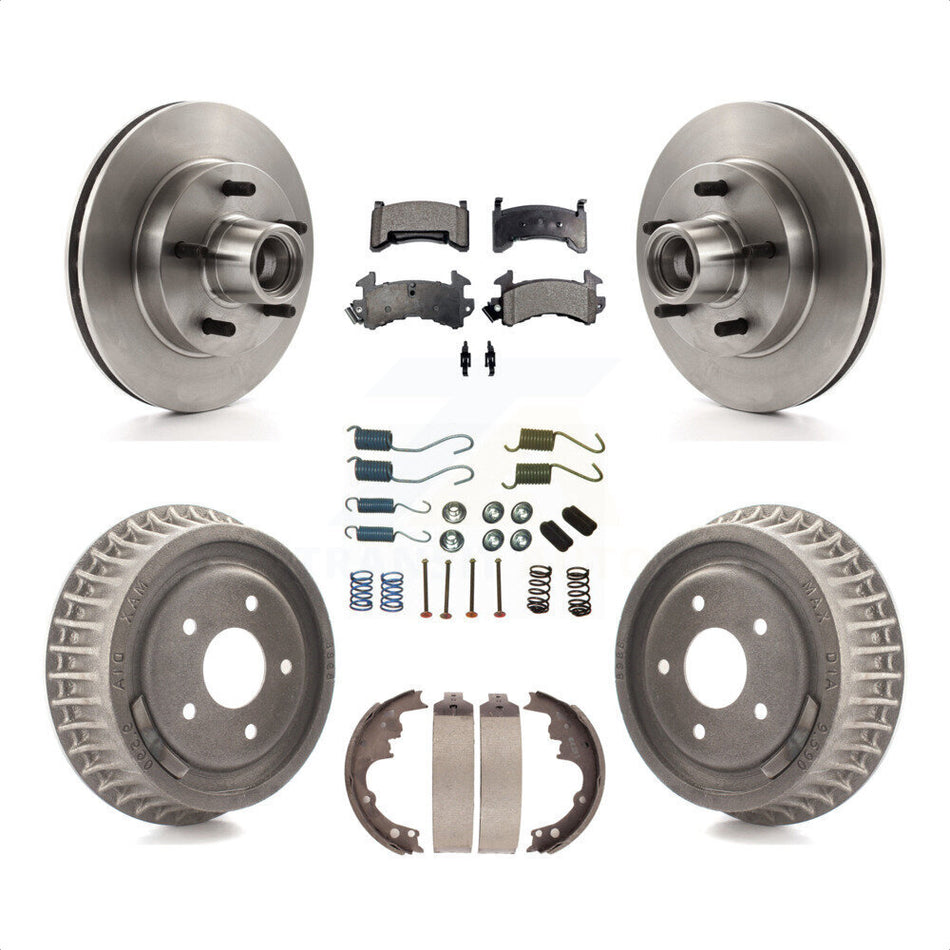 Front Rear Disc Brake Rotors Hub Assembly Semi-Metallic Pads And Drum Kit (7Pc) For Chevrolet S10 GMC Sonoma Jimmy Blazer K8F-102153 by Transit Auto