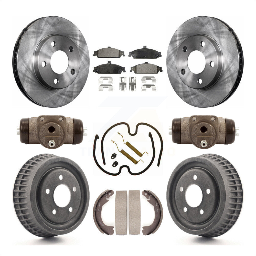 Front Rear Disc Brake Rotors Semi-Metallic Pads And Drum Kit (9Pc) For Chevrolet Pontiac Grand Am Malibu Classic Oldsmobile Alero Cutlass K8F-102187 by Transit Auto