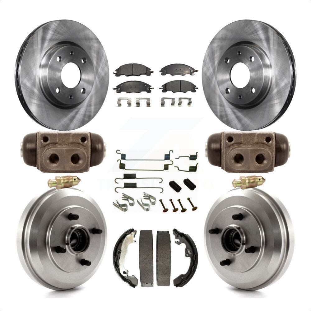 Front Rear Disc Brake Rotors Semi-Metallic Pads And Drum Kit (9Pc) For Ford Focus K8F-102198 by Transit Auto