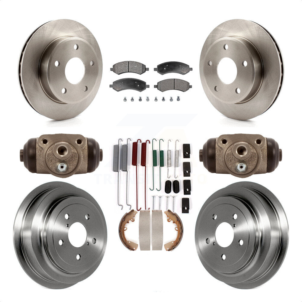 Front Rear Disc Brake Rotors Semi-Metallic Pads And Drum Kit (9Pc) For Dakota Dodge Ram Mitsubishi Raider K8F-102205 by Transit Auto