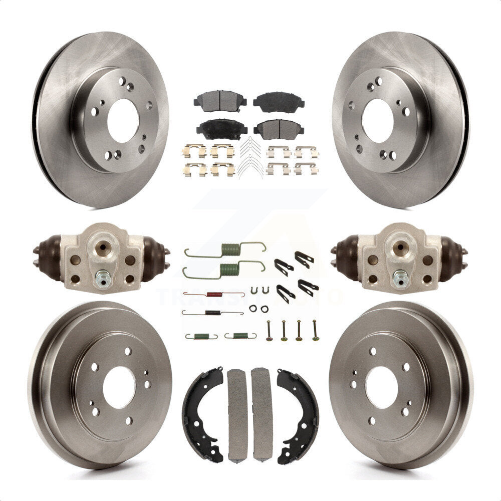 Front Rear Disc Brake Rotors Semi-Metallic Pads And Drum Kit (9Pc) For Honda Civic K8F-102215 by Transit Auto