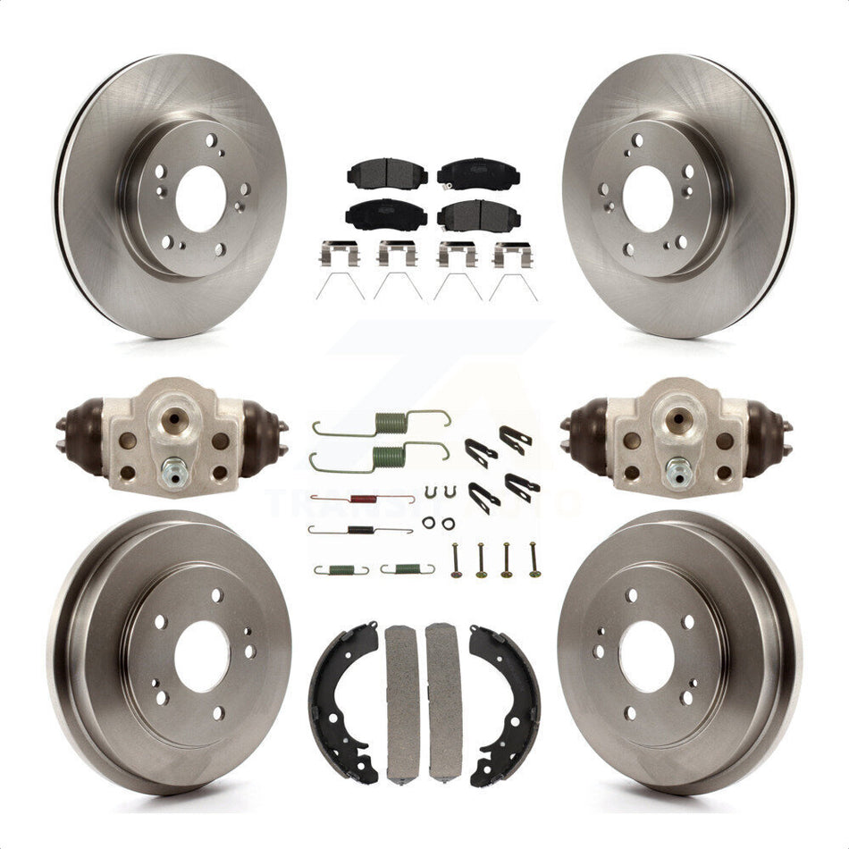 Front Rear Disc Brake Rotors Semi-Metallic Pads And Drum Kit (9Pc) For 2013 Honda Civic Natural Gas K8F-102216 by Transit Auto