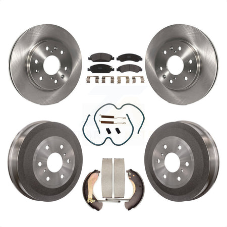 Front Rear Disc Brake Rotors Semi-Metallic Pads And Drum Kit (7Pc) For 2009-2009 Chevrolet Silverado 1500 GMC Sierra Except Vehicles Using Hold Down Pins K8F-102275 by Transit Auto