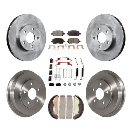 Front Rear Disc Brake Rotors Semi-Metallic Pads And Drum Kit (7Pc) For Chevrolet Cobalt Pontiac G5 K8F-102278 by Transit Auto