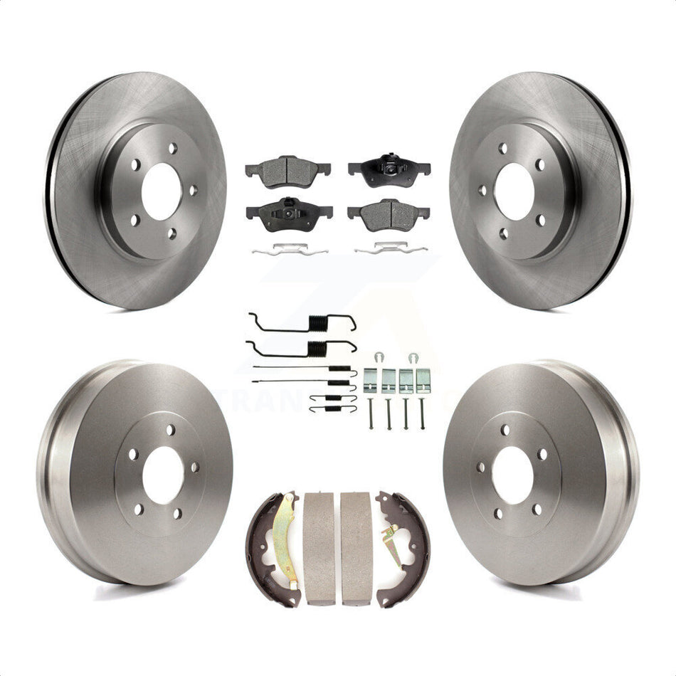 Front Rear Disc Brake Rotors Semi-Metallic Pads And Drum Kit (7Pc) For 2007-2007 Ford Escape Mercury Mariner From 01/08/07 rear brakes K8F-102287 by Transit Auto