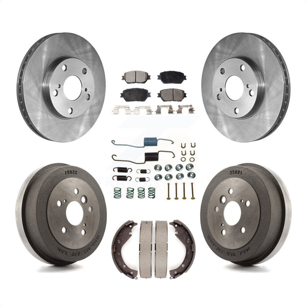 Front Rear Disc Brake Rotors Semi-Metallic Pads And Drum Kit (7Pc) For 2005 Toyota Camry Base LE Vehicles Manufactured In USA K8F-102314 by Transit Auto